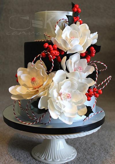 Ruby Red Berries and White Magnolias... - Cake by Anna Mathew Vadayatt