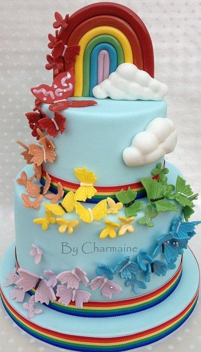 Rainbow & Butterflies - Cake by Charmaine 