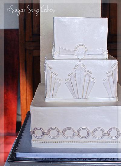 Art Deco Wedding Cake, Squares - Cake by lorieleann