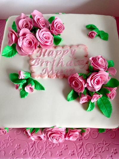 Rose covered birthday cake  - Cake by Polliecakes