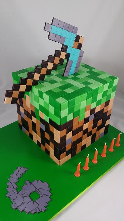Minecraft Brick & Pickaxe - Cake by Lisa-Jane Fudge