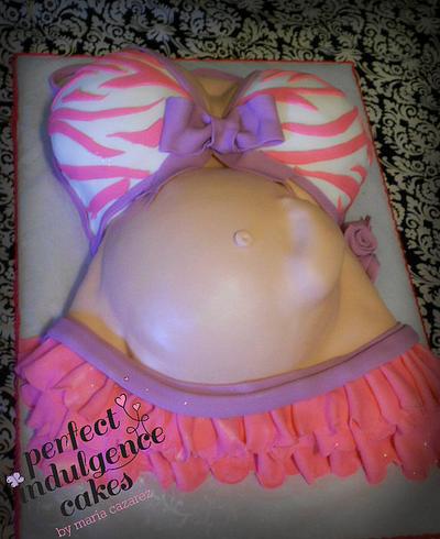Belly Cake... Zebra Bikini print for Baby Shower  - Cake by Maria Cazarez Cakes and Sugar Art