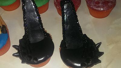 Black Spiky Cupcake High Heels - Cake by Roze's Sweet Delights