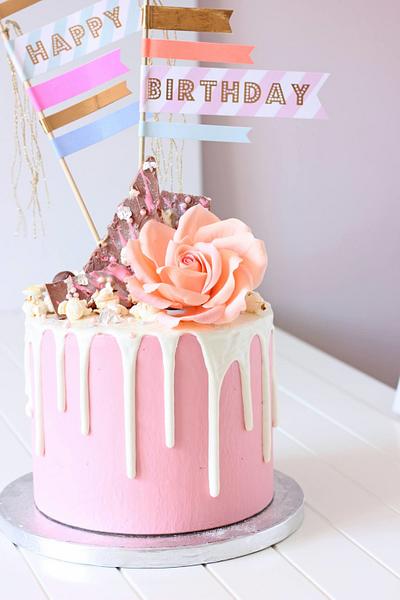 Pink drip cake  - Cake by Sweetly Cakes 