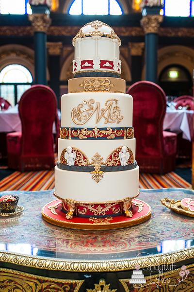 Ornate wedding cake with faux stand - Cake by Kathryn