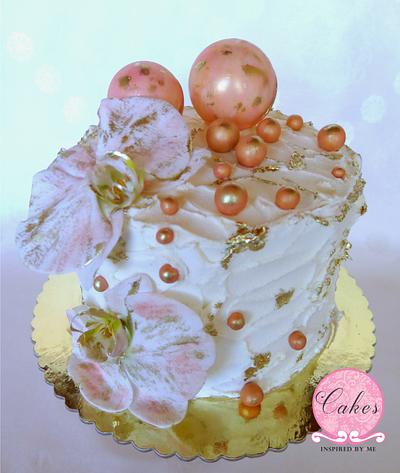 Peachy spheres and orchids - Cake by Cakes Inspired by me