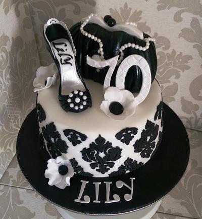 Black and white 70th Birthday cake - Cake by MySugarFairyCakes