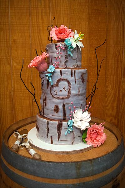 Birch Tree Boho Wedding Cake - Cake by Tiffany DuMoulin