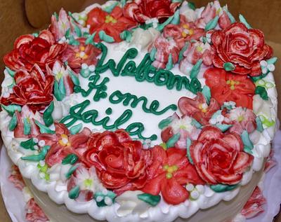 Shades of Red buttercream floral cake - Cake by Nancys Fancys Cakes & Catering (Nancy Goolsby)
