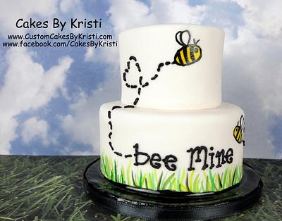 Bee Mine Valentine's Day Cake - Cake by Cakes By Kristi