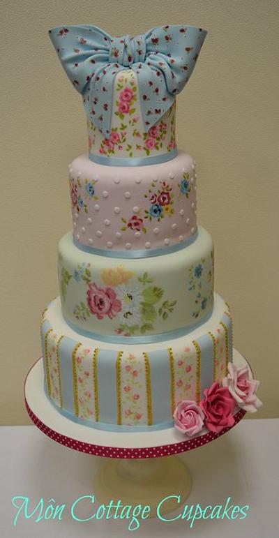 Cath Kidston inspired painted wedding cake - Cake by Môn Cottage Cupcakes
