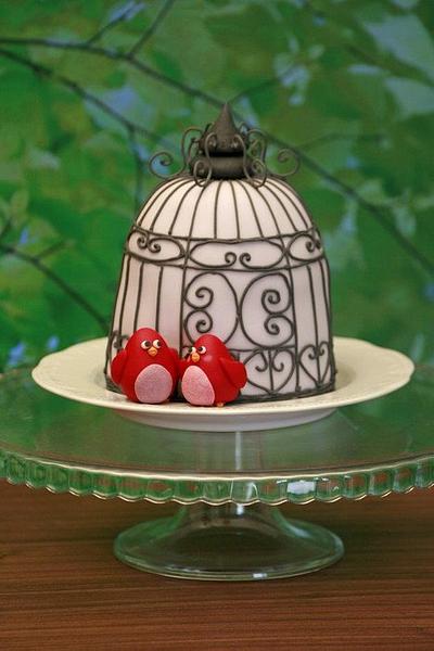 Love birds mini cake - Cake by ClareHarrison