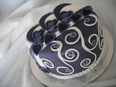 Purple Hearts & Blossoms Cake - Take 2 - Cake by Christine