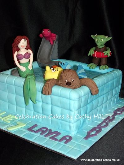 Star Wars meets the Little Mermaid at a pool party!! - Cake by Celebration Cakes by Cathy Hill