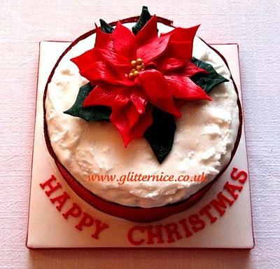 Red Poinsettia Christmas Cake - Cake by Alli Dockree