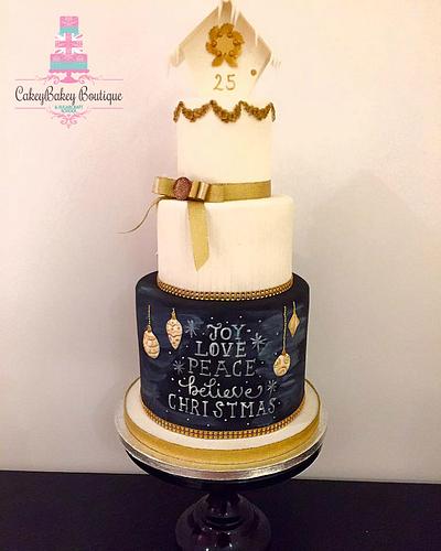 Gold Christmas Chalkboard Cake - Cake by CakeyBakey Boutique