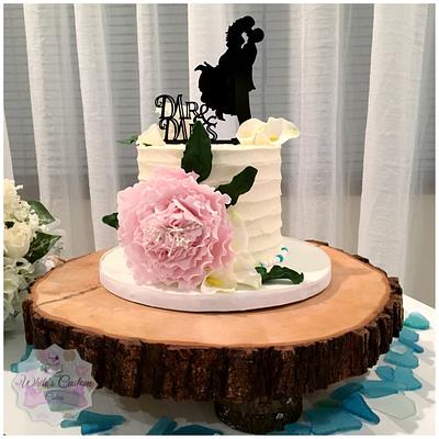 Peony Wedding  - Cake by Sabrina - White's Custom Cakes 