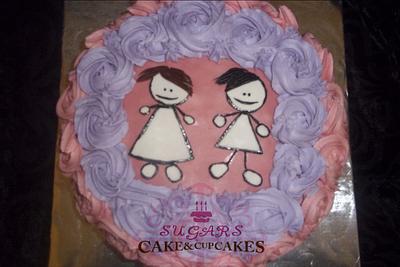 Cake rosettes with dolls - Cake by SUGARScakecupcakes
