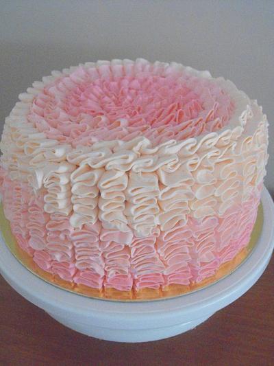 Pink Ombre ruffle cake - Cake by Amber