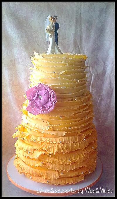 Rustic Frills and Ruffles Ombre Wedding Cake - Cake by Tina Salvo Cakes