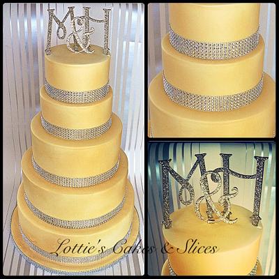 Gold &  Diamond  Wedding Cake.  - Cake by Lotties Cakes & Slices 