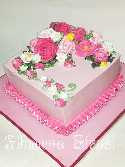 Flowers whipping cream cake  - Cake by Filomena