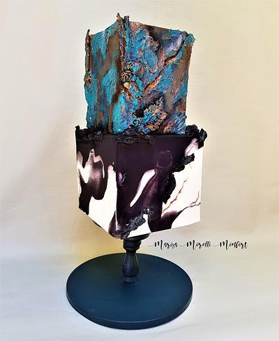 Torta cake Texturas para el 2019 Cardenillo, oxido de bronce y marmol con carbones - Cake by Marisa Morelli Monfort