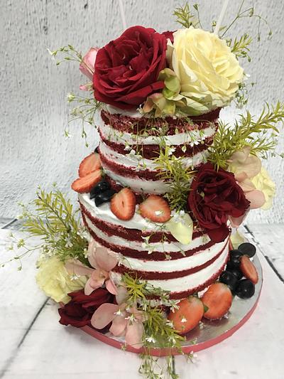 RED & WHITE NAKED CAKE - Cake by MUSHQWORLD