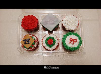 Christmas Birthday Cupcakes - Cake by FiasCreations
