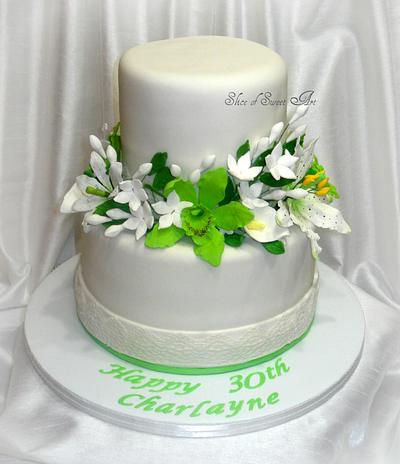 Charlayne's Floral Birthday - Cake by Slice of Sweet Art