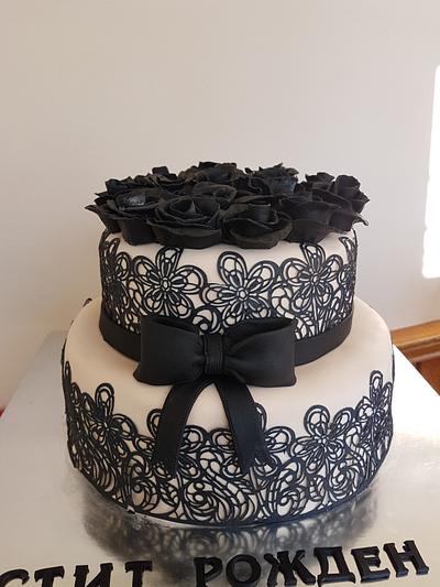 Birthday cake with black roses - Cake by Kamelia