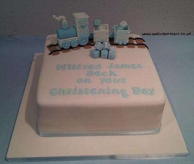 Choo Choo Train Christening Cake - Cake by welcometreats