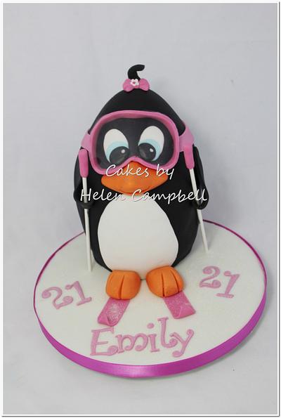 Skiing Penguin - Cake by Helen Campbell