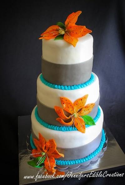 Tiger Lilly Wedding Cake - Cake by Jennifer's Edible Creations