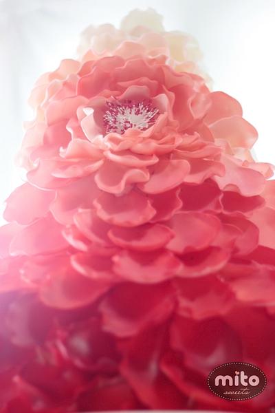 Red ombre flower cake by Mito Sweets  - Cake by Mito Sweets 