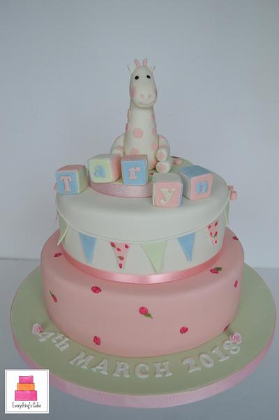 Giraffe christening cake - Cake by Everything's Cake
