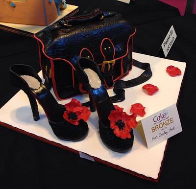 Poppy Handbag and shoes Cake International Bronze  - Cake by Shirley Jones 