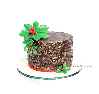 Christmas cake - textured naked ganache cake - Cake by Color Drama Cakes