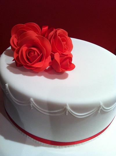 Red roses for a wedding anniversary  - Cake by Nadia French