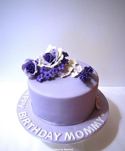 Purple flowers cake - Cake by Cakes by Nashwa