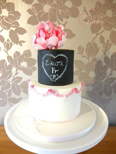 Chalkboard and Peony - Cake by Cakes by Sian
