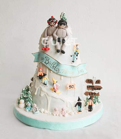 Skiing Cake - Cake by Guilt Desserts