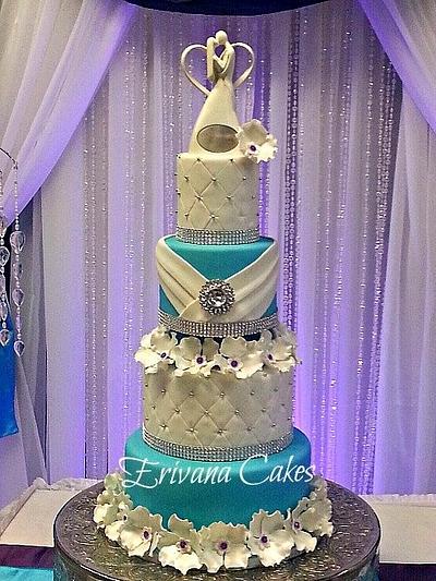 Tiffany Blue and purple wedding cake - Cake by erivana