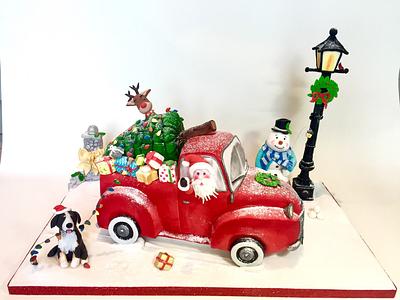 Santa runs away with the Christmas Tree - Cake by Alanscakestocraft