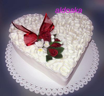 Swirls heart with freesia and roses - Cake by Alena
