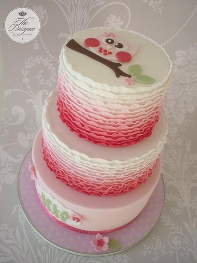 Owl ruffle christening cake - Cake by Isabelle Bambridge