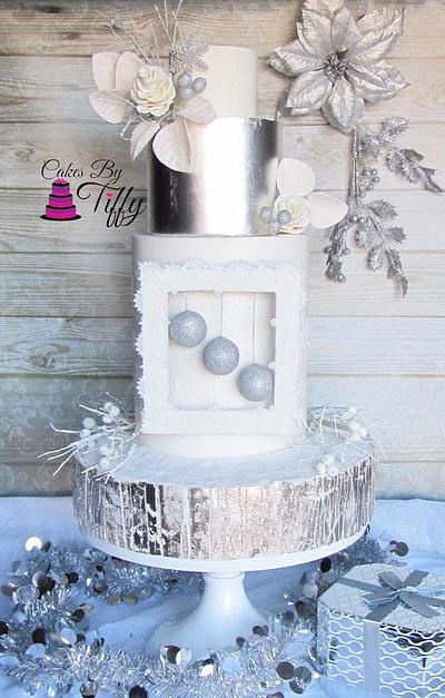 Cuties Little Christmas Collaboration: Silver and White Christmas - Cake by Cakesbytiffy