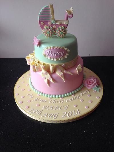 Pram christening cake - Cake by Donnajanecakes 