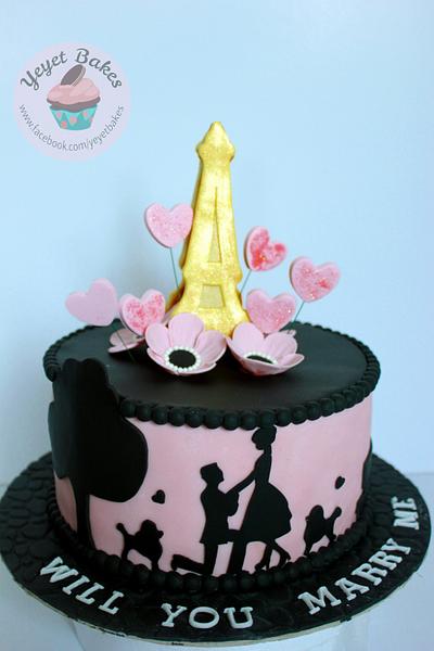 Paris Theme Wedding Proposal Cake - Cake by Yeyet Bakes