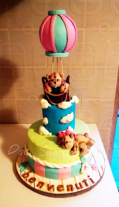 Twin bears christening cake - Cake by Doc Sugarparty